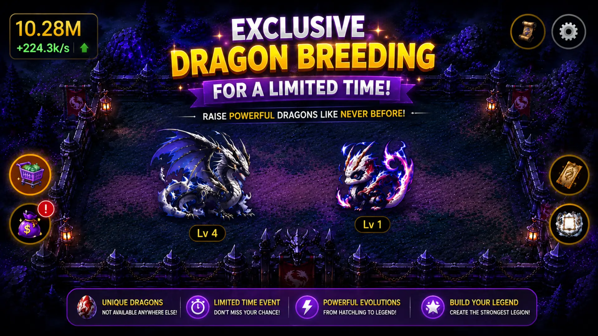 Exclusive special dragons in a limited-time moonlit arena